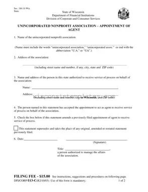 Fill Out Your Wisconsin Dfi Corp 113 C Template