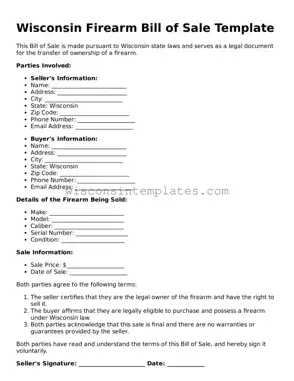Legal Firearm Bill of Sale Form for Wisconsin State