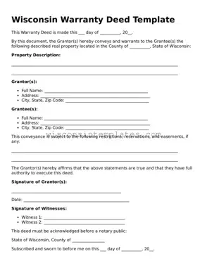 Legal Deed Form for Wisconsin State