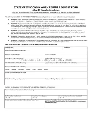 Fill Out Your Wisconsin Work Permit Template