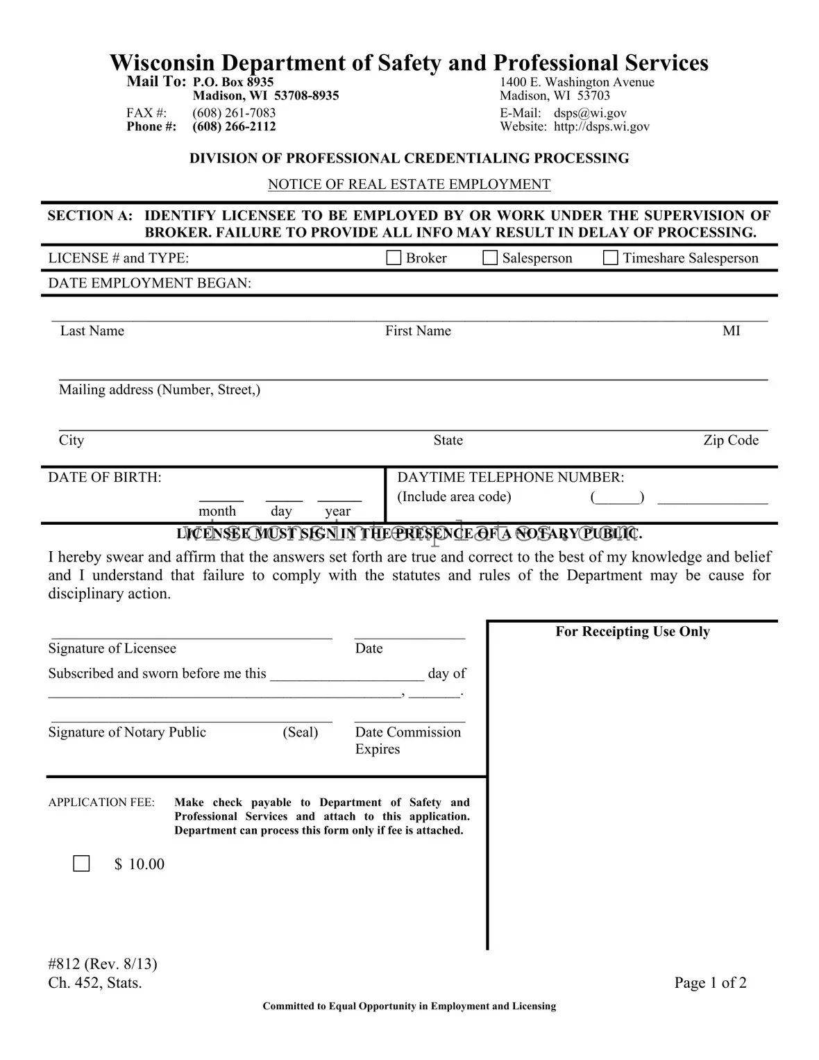 Fill Out Your Wisconsin 812 Template