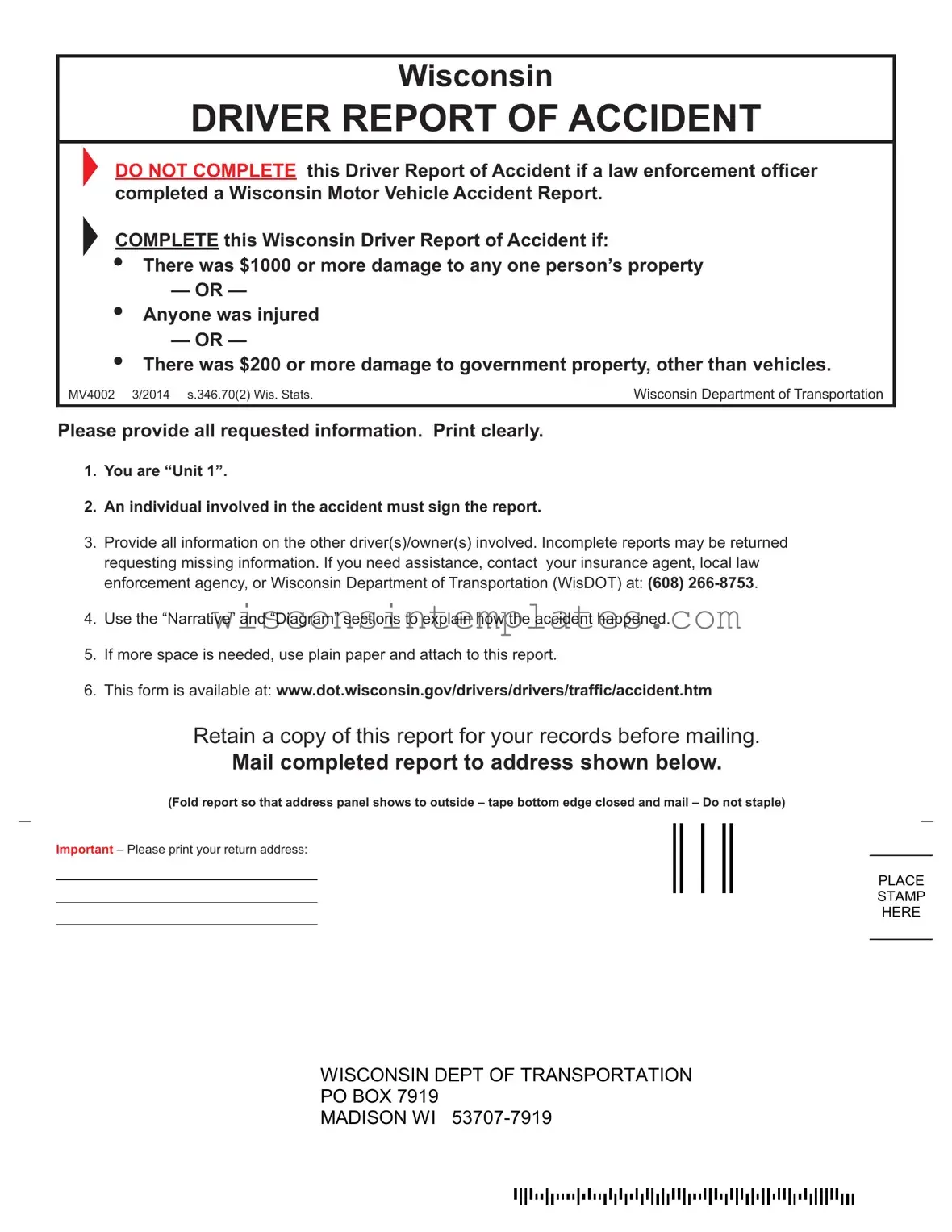 Fill Out Your Wisconsin Accident Template