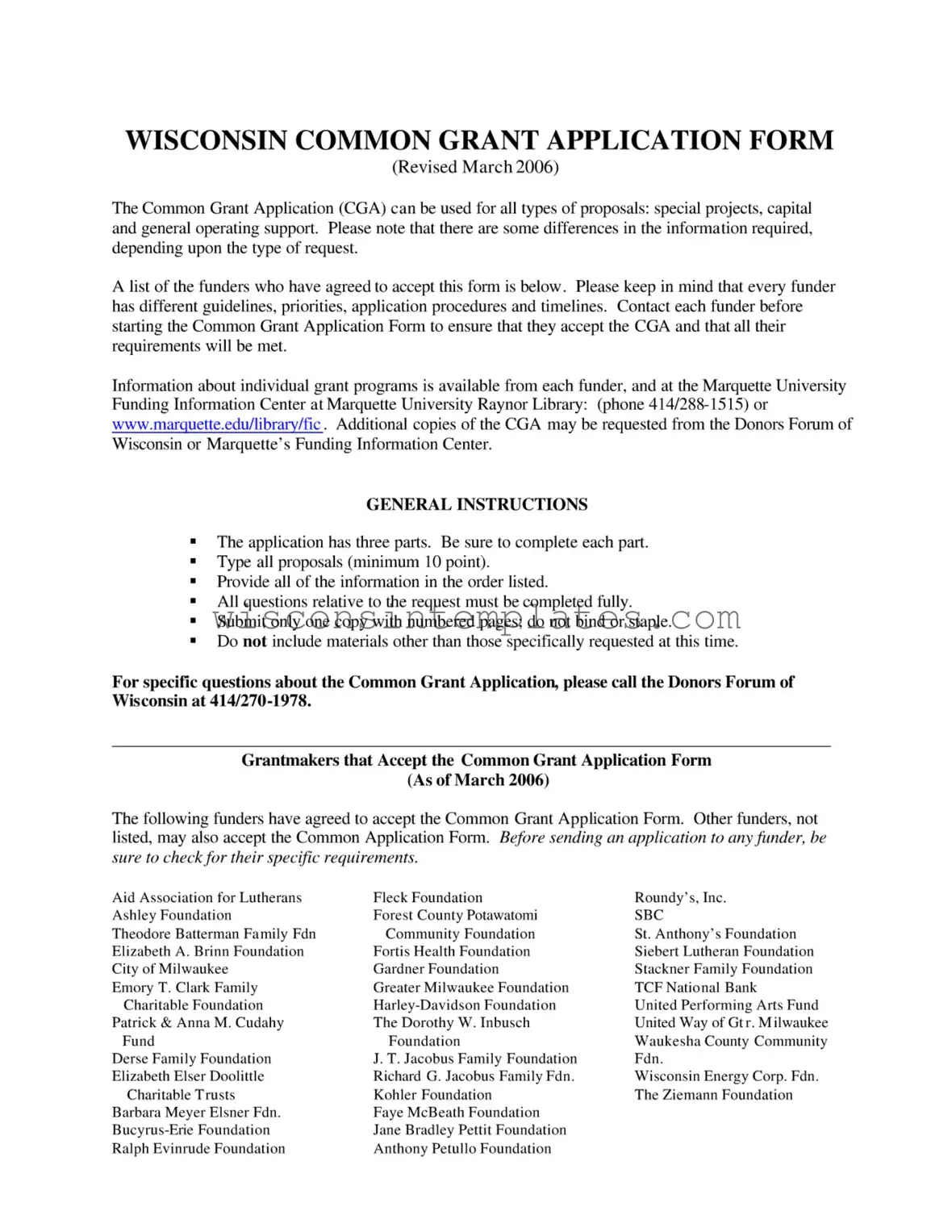Fill Out Your Wisconsin Common Grant Application Template
