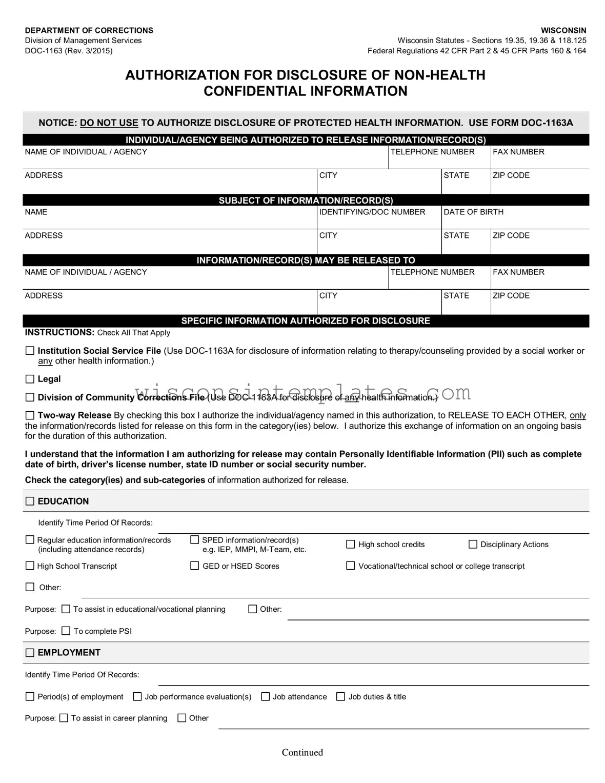 Fill Out Your Wisconsin Doc 1163 Template