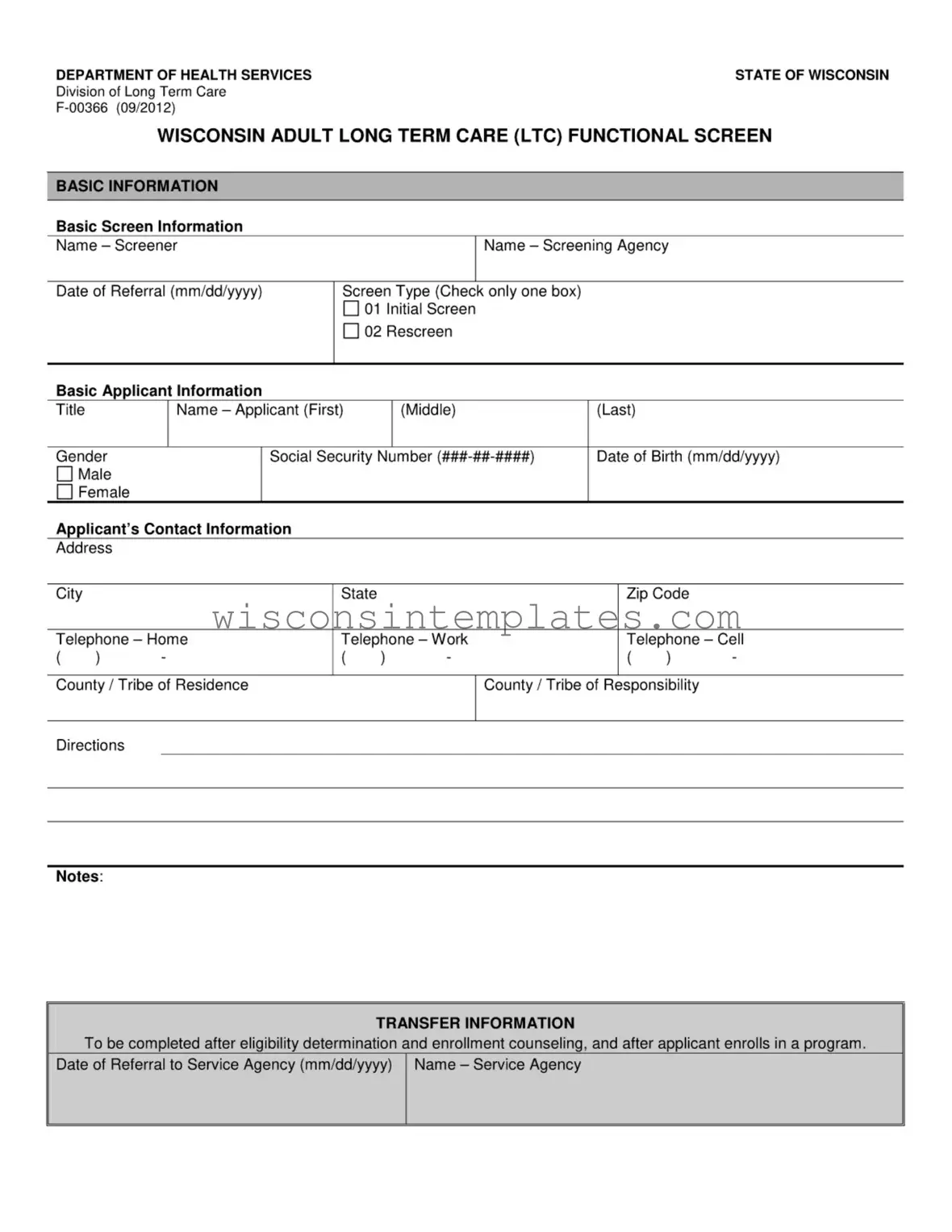 Fill Out Your Wisconsin F 00366 Template