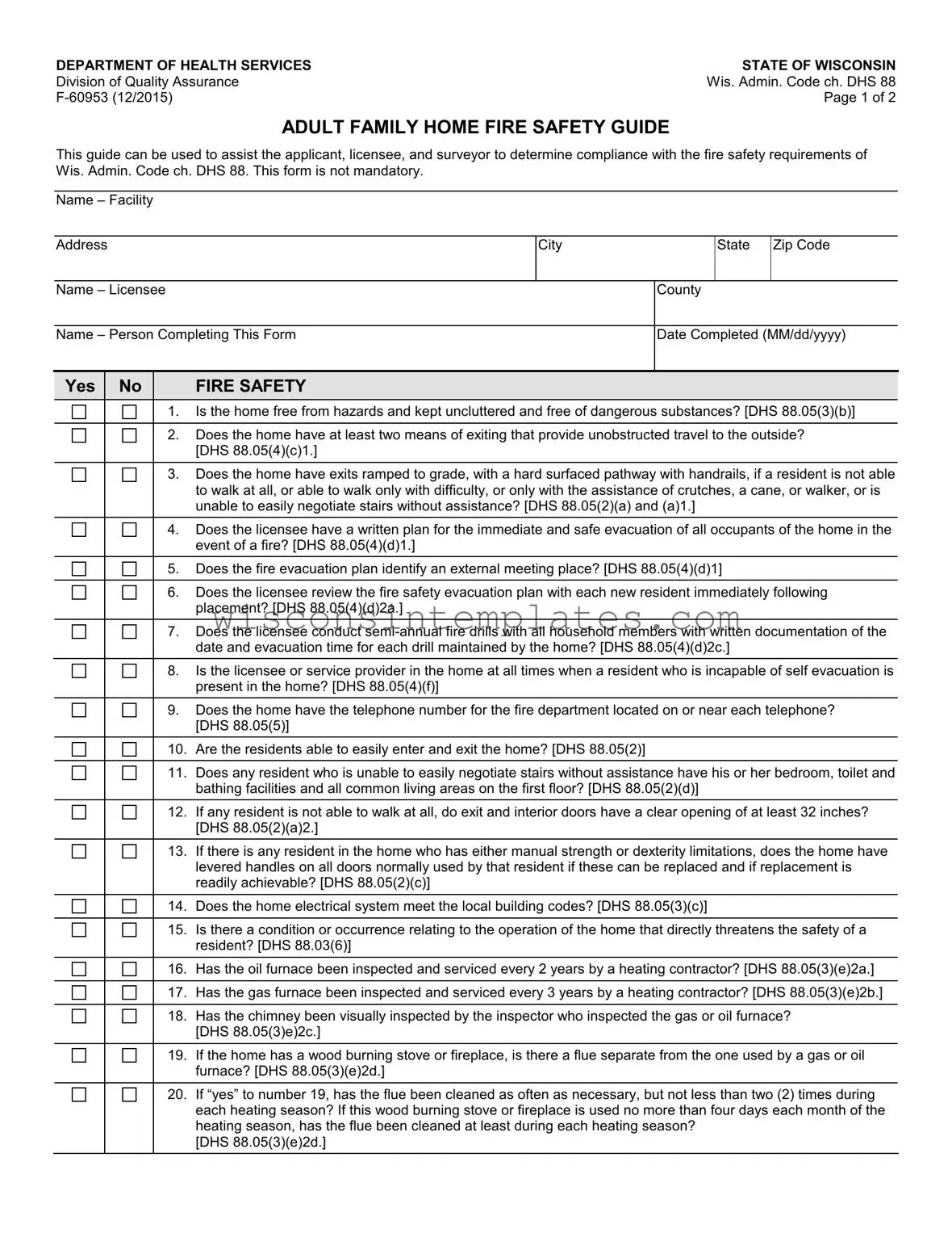 Fill Out Your Wisconsin F 60953 Template
