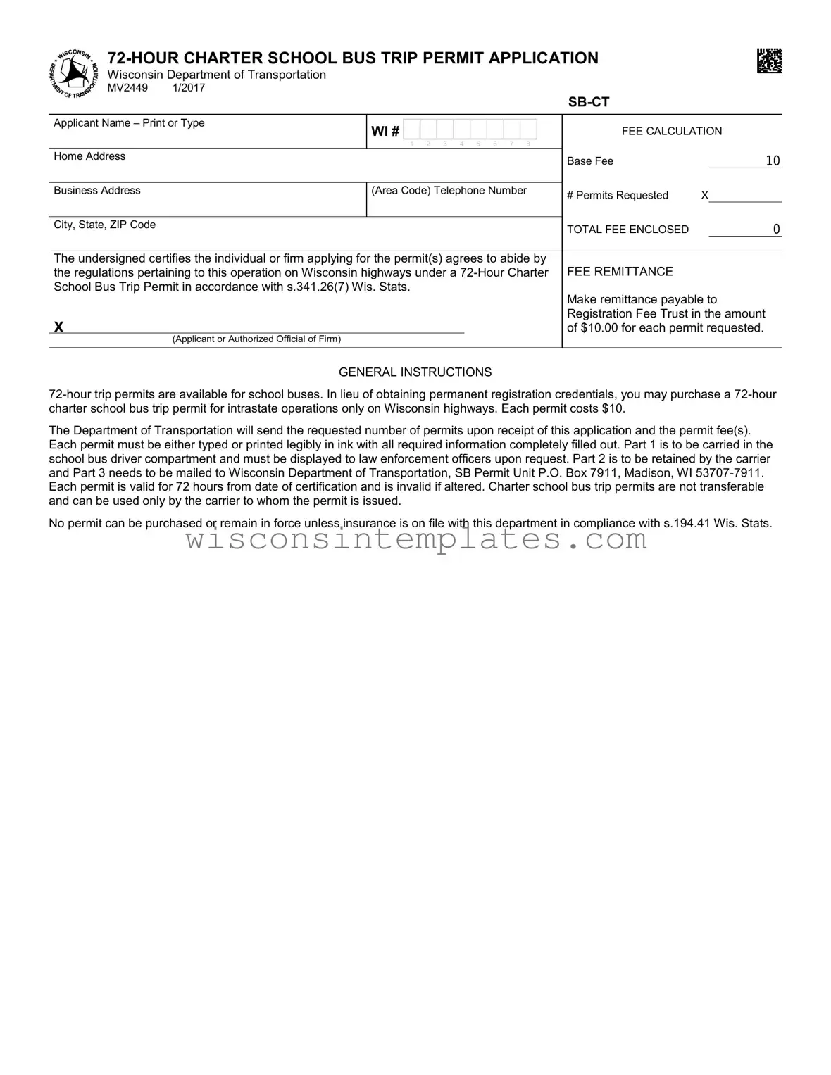Fill Out Your Wisconsin Mv2449 Template