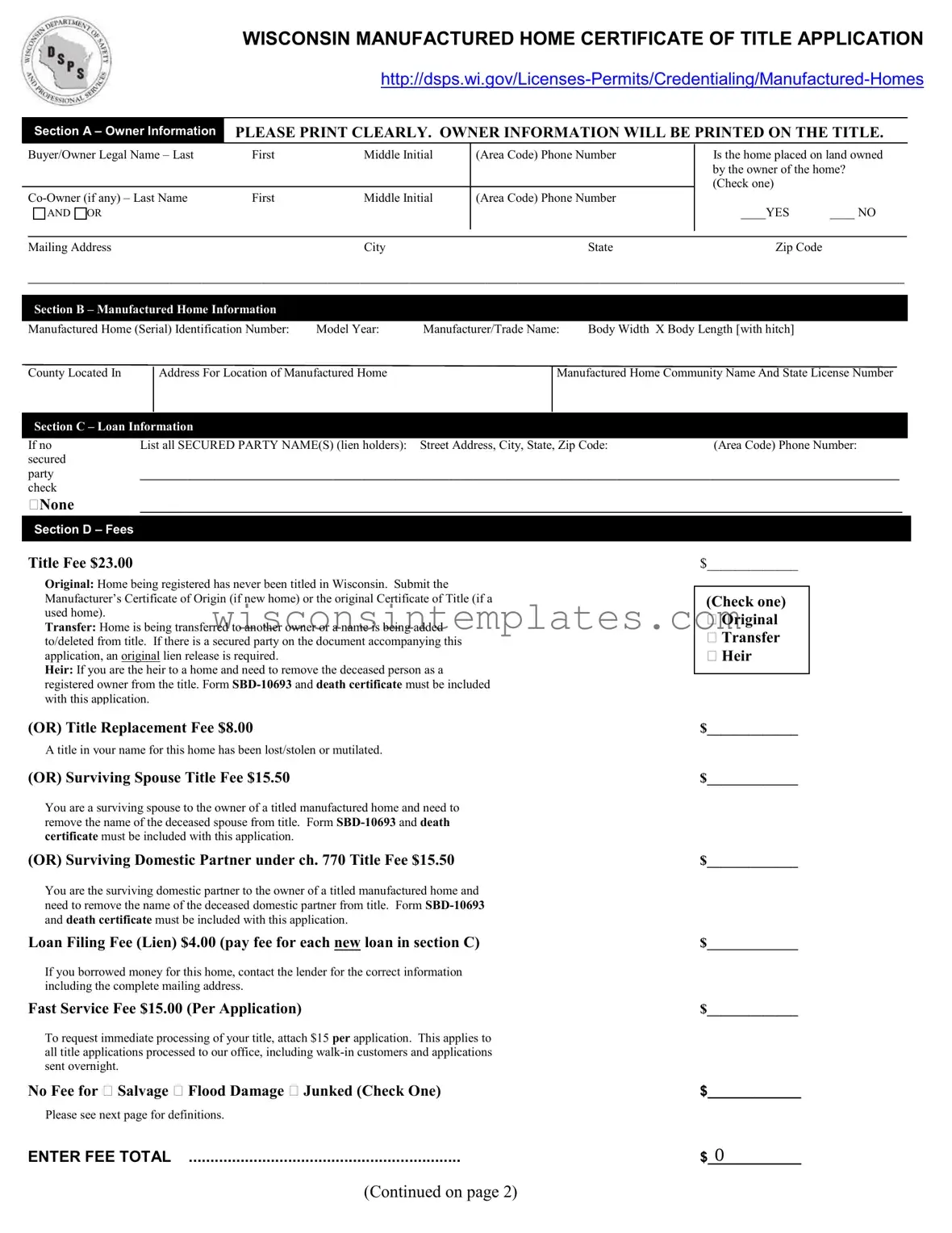 Fill Out Your Wisconsin Sbd 10687 Template