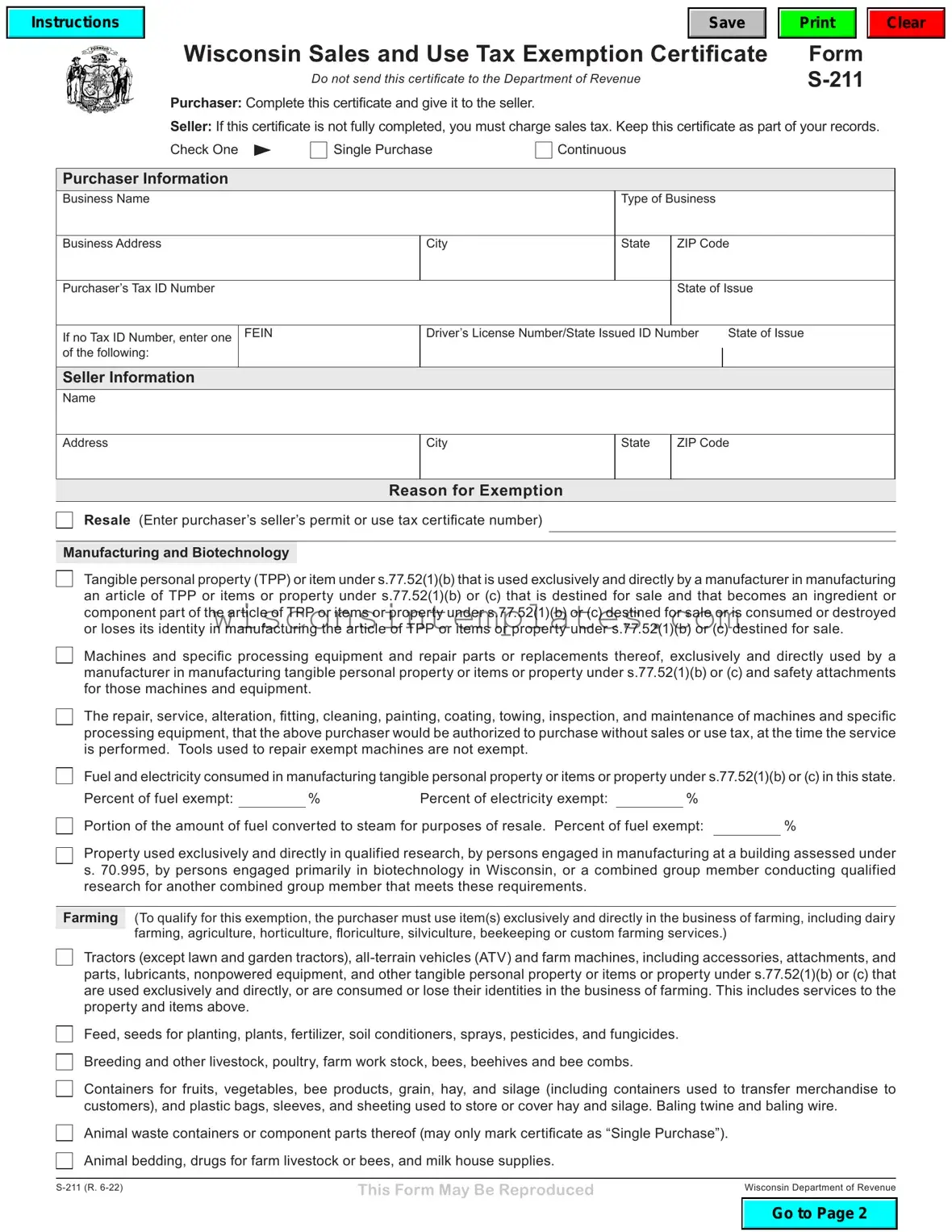Fill Out Your Wisconsin Tax Exempt Template