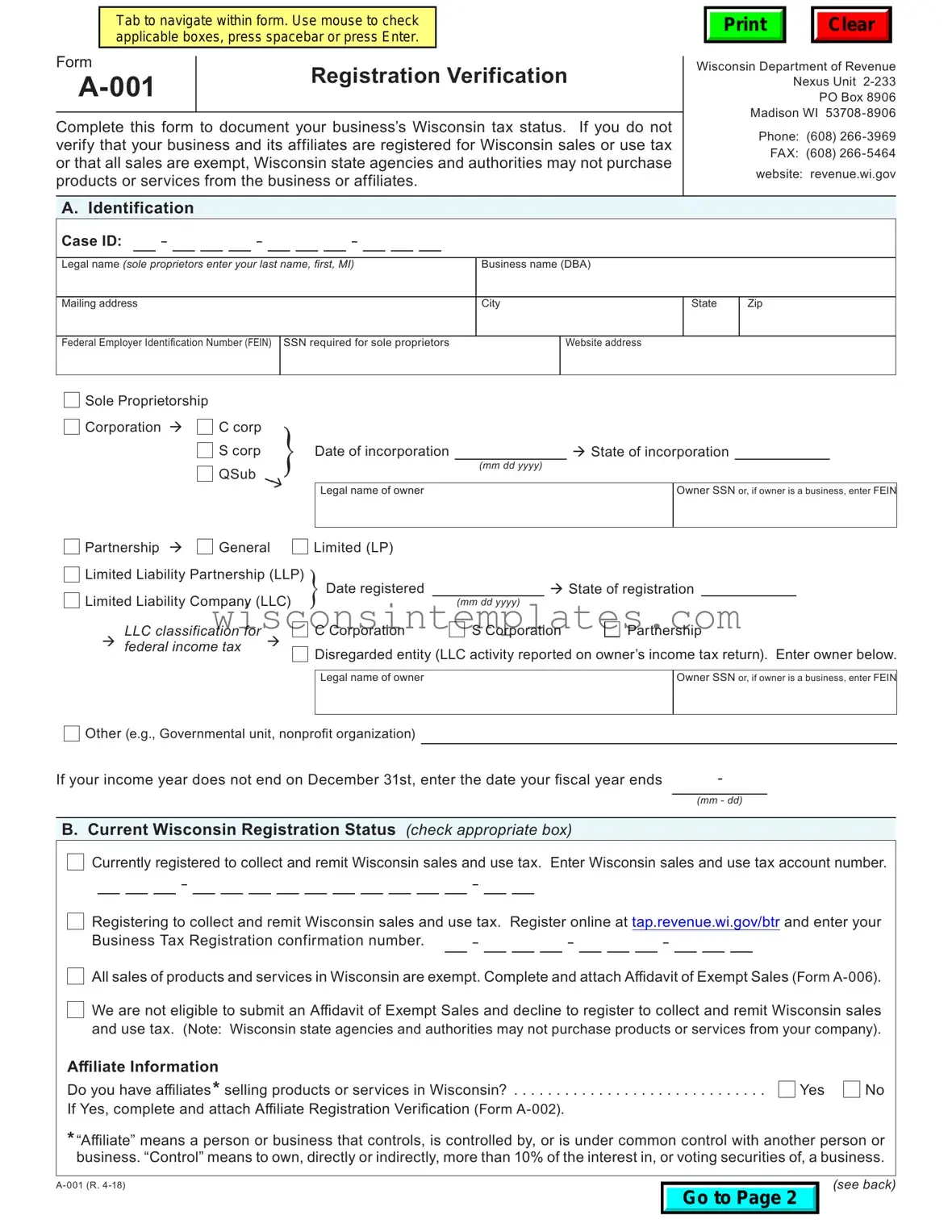 Fill Out Your Wisconsin Verification Template