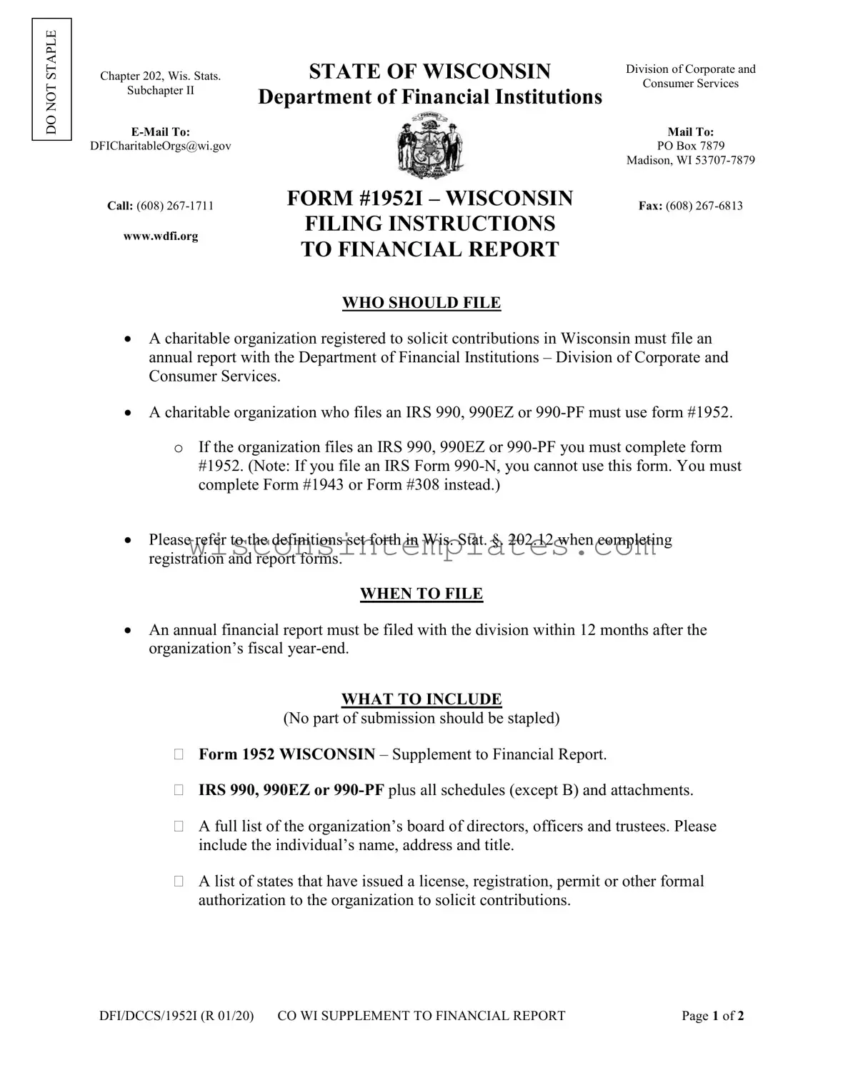 Fill Out Your Wisconsin Template